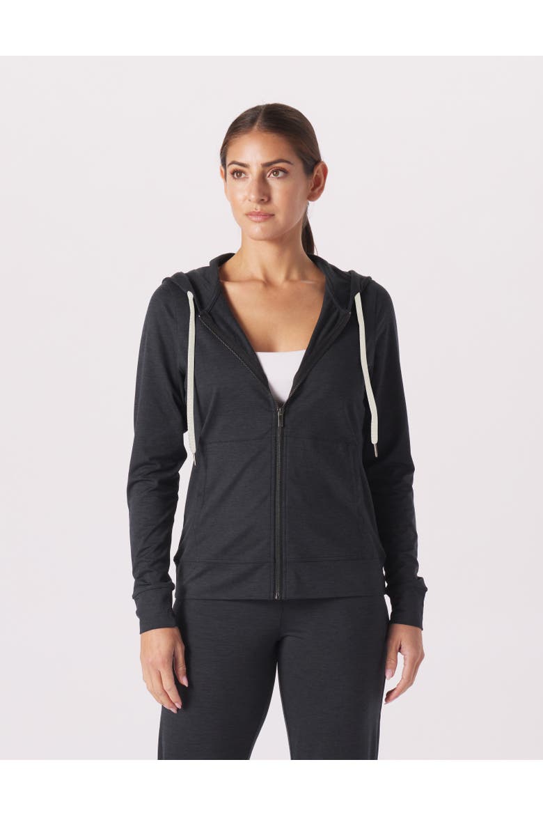 On The Go Lightweight Zip Up Hoodie, Main, color, Black Marble