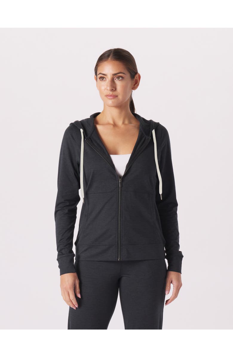 GLYDER On The Go Lightweight Zip Up Hoodie, Main, color, Black Marble