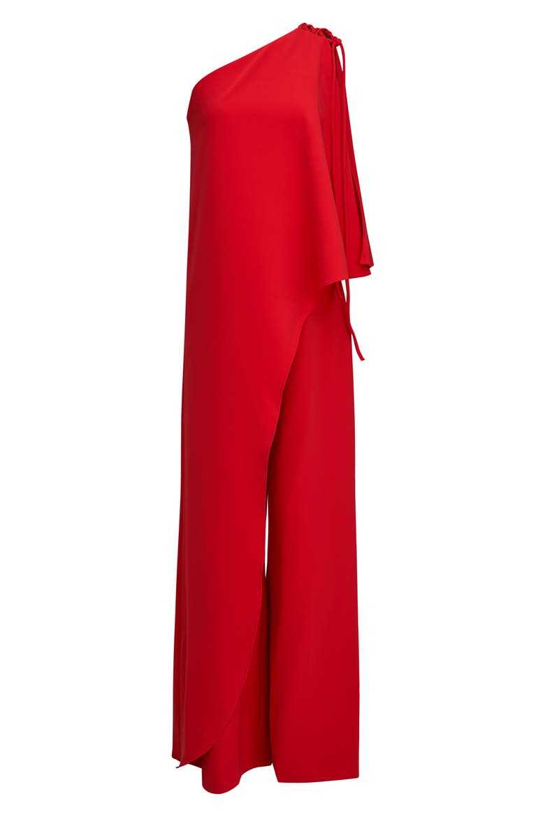 Ignacia One-Shoulder Wide Leg Crepe Jumpsuit, Alternate, color, FLAME