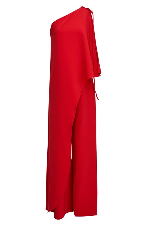 HALSTON HALSTON IGNACIA ONE-SHOULDER WIDE LEG CREPE JUMPSUIT 