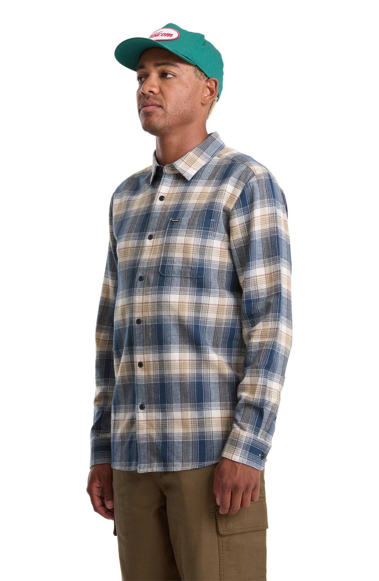 Volcom Caden Plaid Button-Up Shirt, Alternate, color, Dirty White