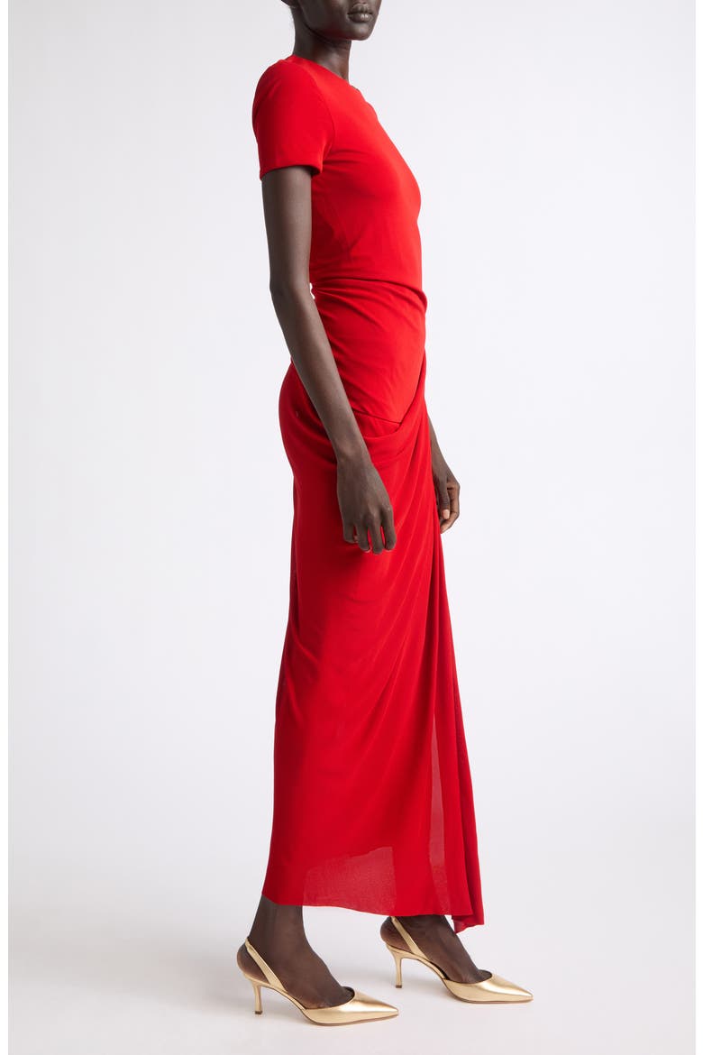 Draped Crepe Jersey Dress, Alternate, color, RUBY RED