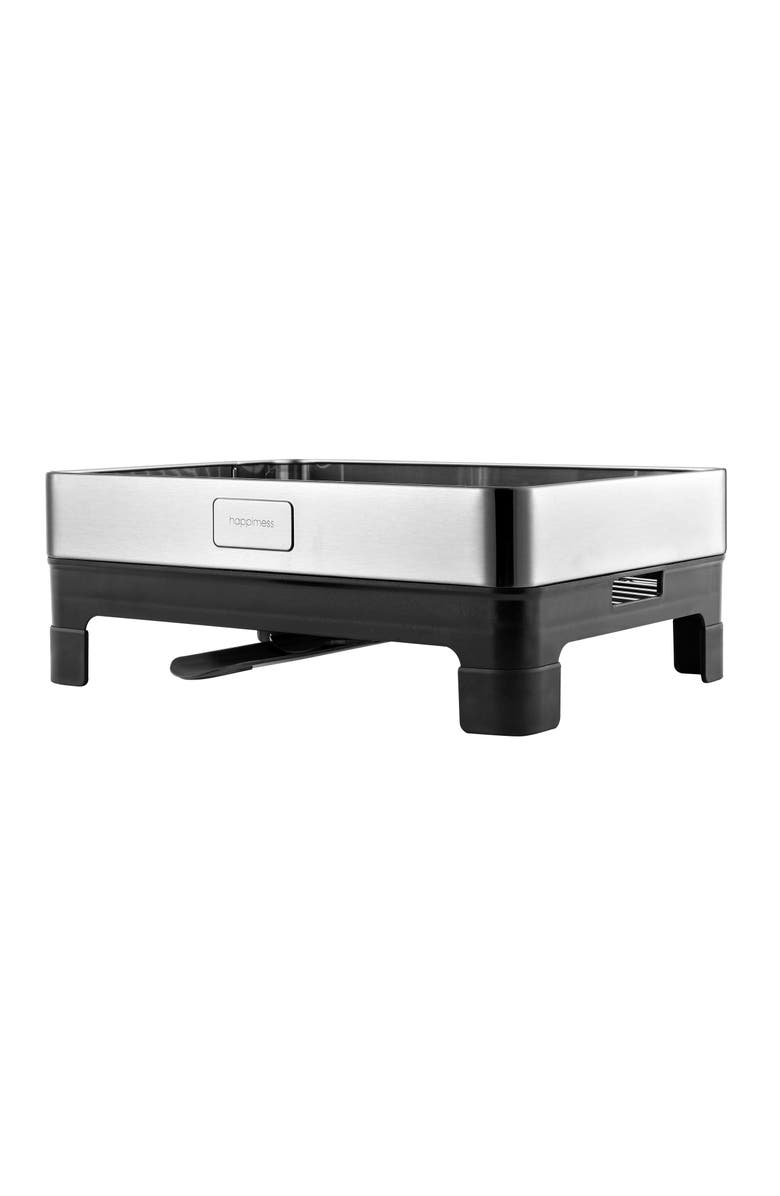 JONATHAN Y Concerto 20.5" Fingerprint-Proof Stainless Steel Dish Drying Rack with Swivel Spout Tray and Wine Glass Holder, Stainless Steel/Black, Alternate, color,