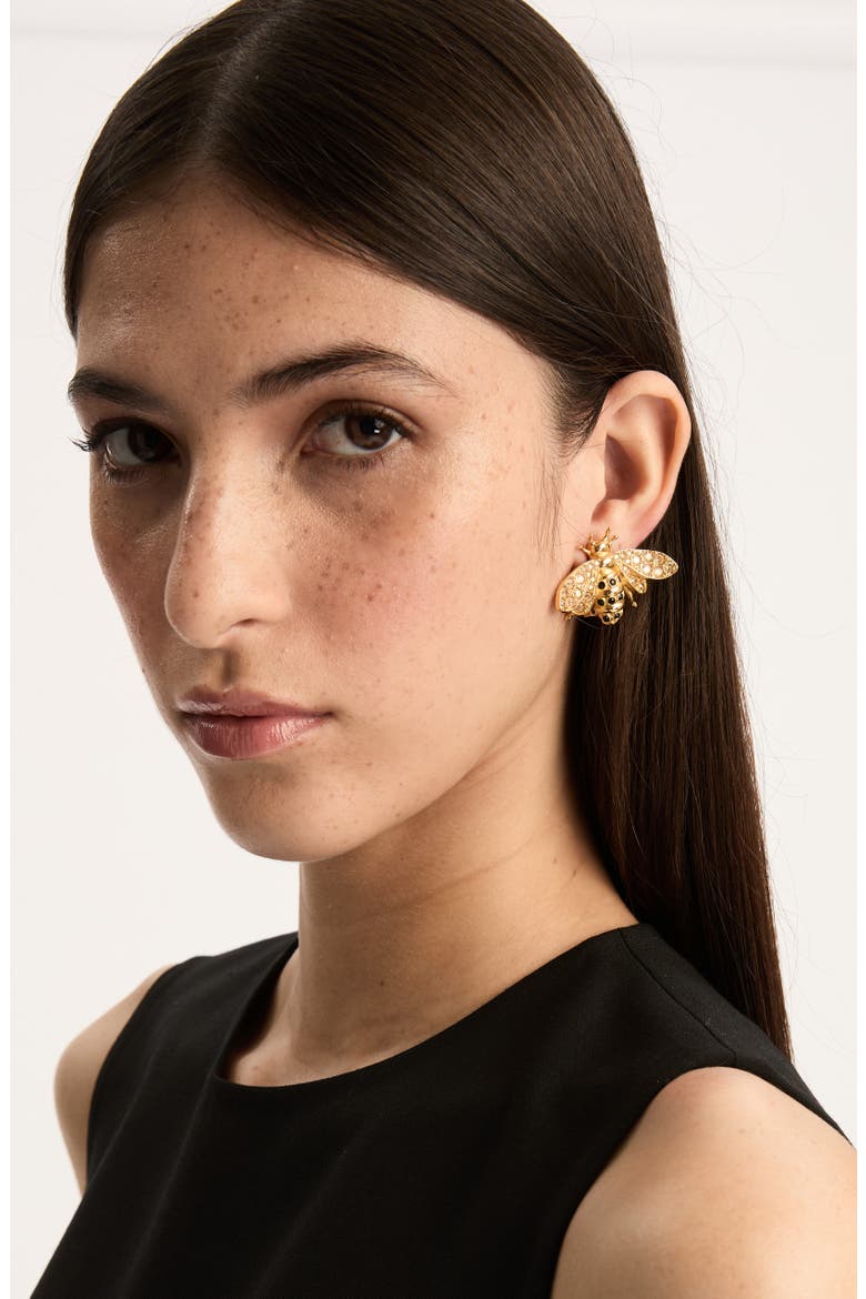Bee Stud Earirngs, Alternate, color, GOLDEN SHADOW