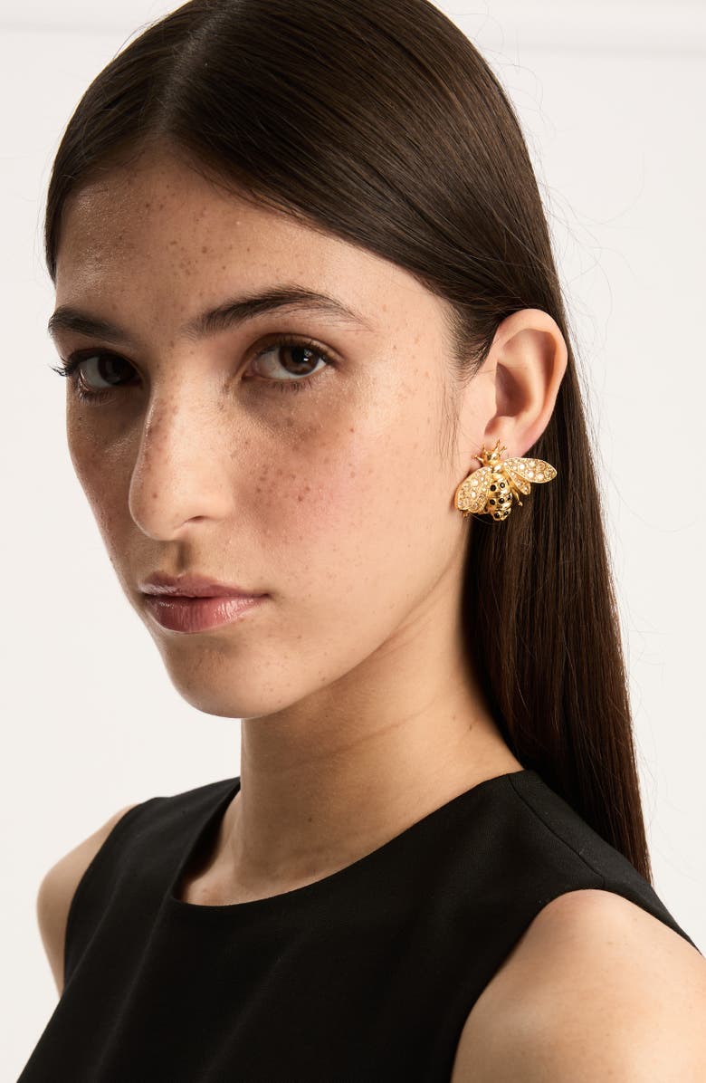 Oscar de la Renta Bee Stud Earirngs, Alternate, color, Golden Shadow