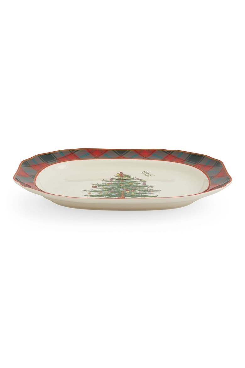 Tartan Rectangular Platter, Alternate, color, GREEN