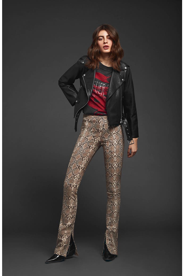 Python Print Split Cuff Cigarette Pants, Alternate, color, PYTHON