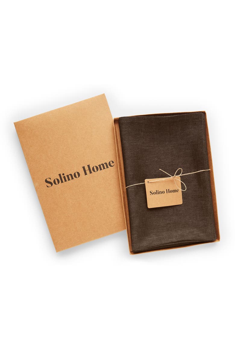 Linen Dinner Napkins Set of 4, 20 x 20" - Athena, Alternate, color, Chambray Brown