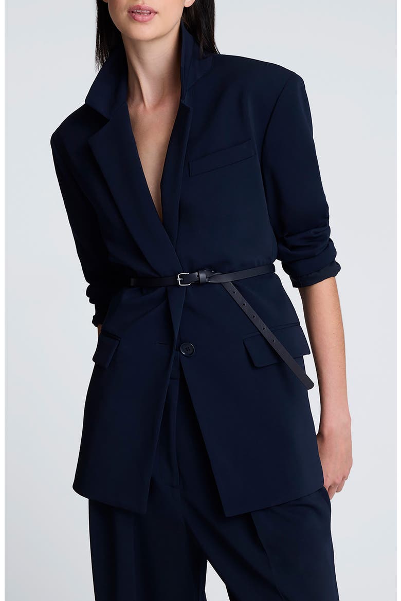 Luxe Twill Belted Blazer, Alternate, color, DARK NAVY