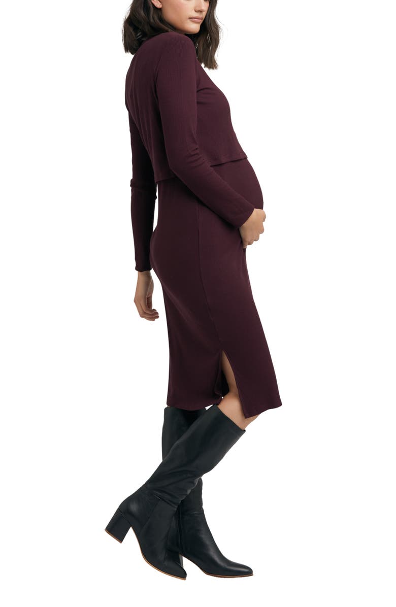 Ripe Maternity Ruby Rib Dress, Alternate, color, Maroon