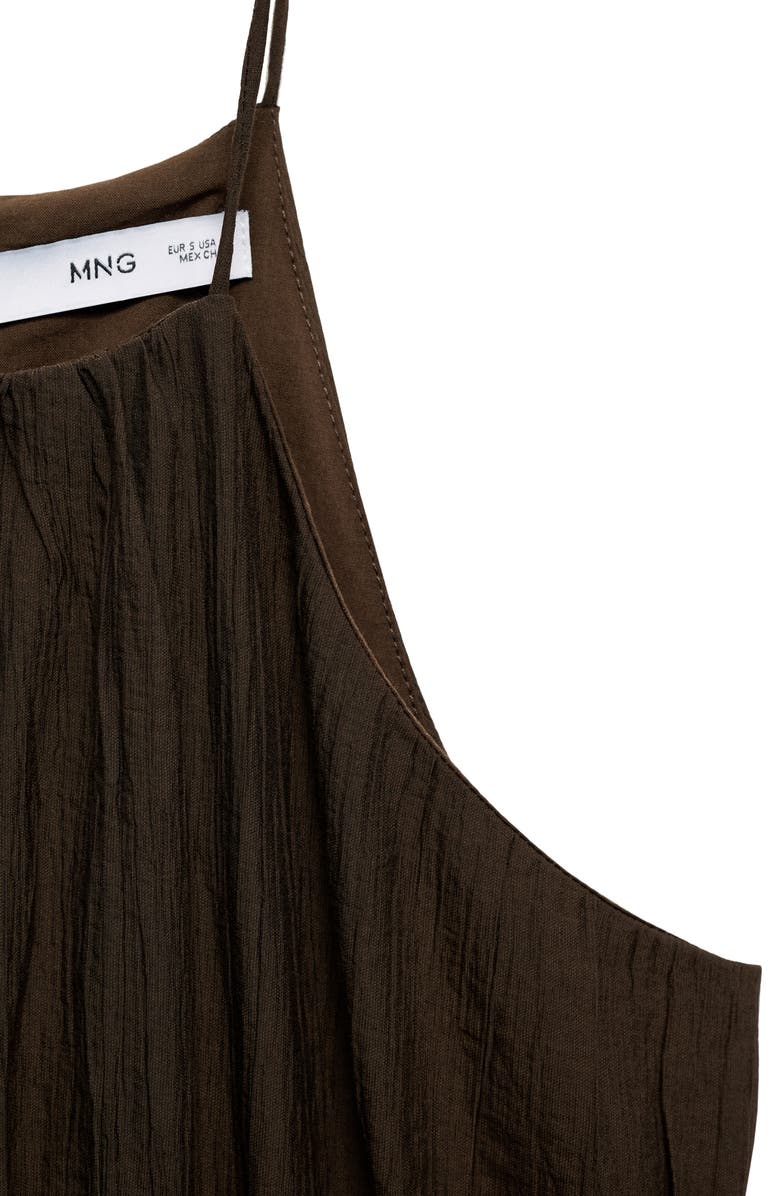 MANGO Smock Waist Midi Dress, Alternate, color, Brown