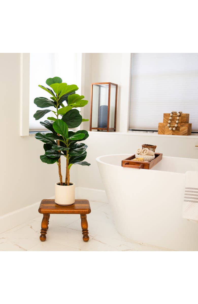 NEARLY NATURAL 3-ft Artificial Fiddle Leaf Tree in Decorative White Planter, Alternate, color, Green/Brown