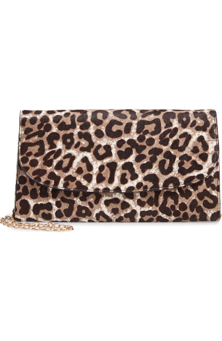 Nordstrom Genuine Calf Hair Leopard Print Clutch, Main, color,