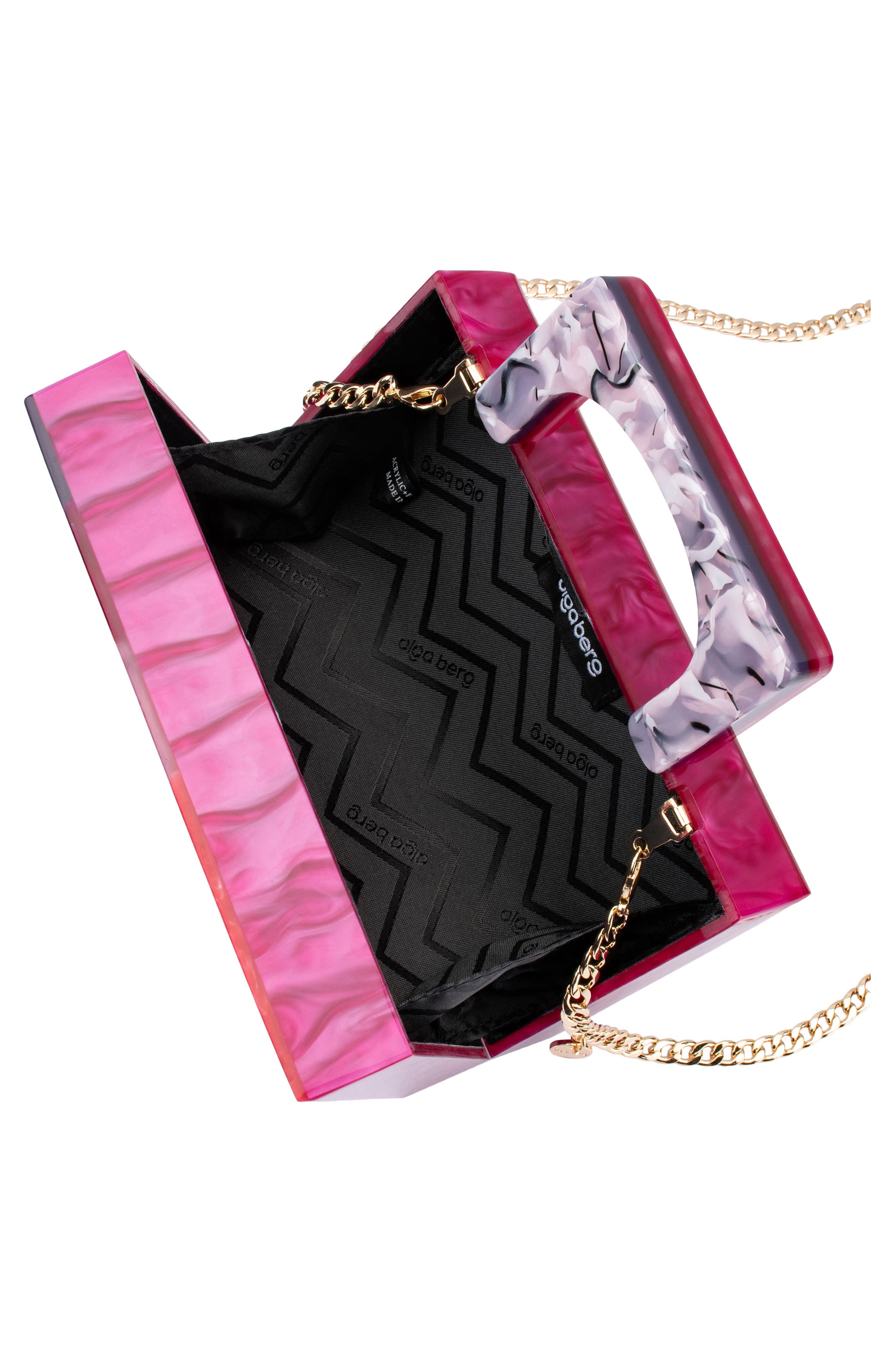 Olga Berg Fleur Acrylic Top Handle Bag, Alternate, color, Pink