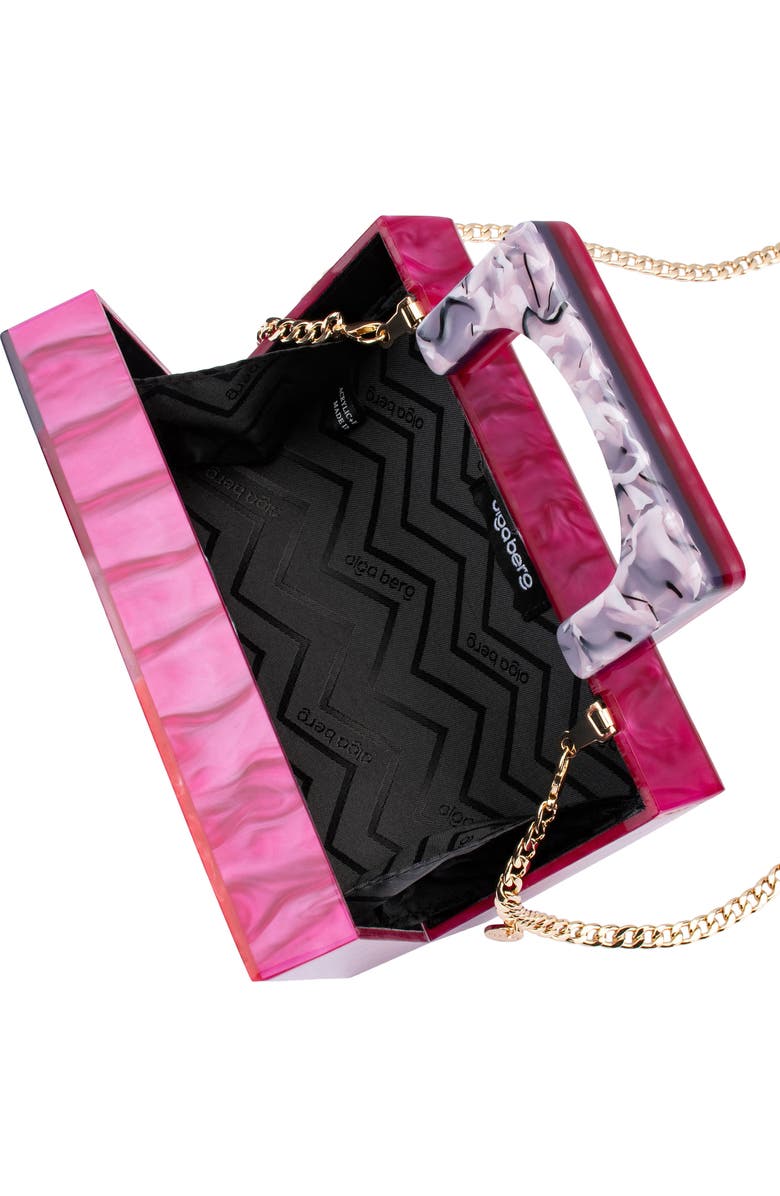 Olga Berg Fleur Acrylic Top Handle Bag, Alternate, color, Pink