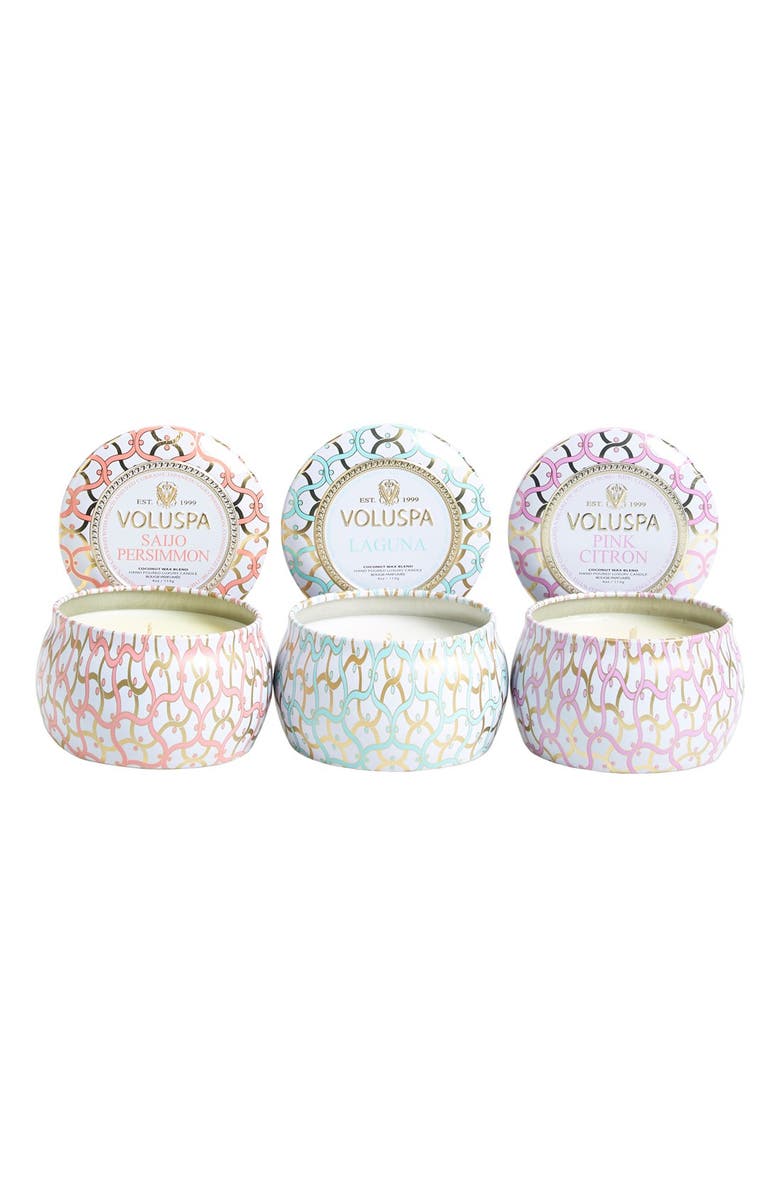 Voluspa 'Maison Blanc' Mini Tin Candle Trio, Alternate, color,