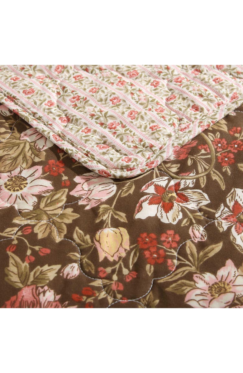 Laura Ashley Cotton 3-Piece Comforter & Sham Quilt Set, Alternate, color, Smoke Brown