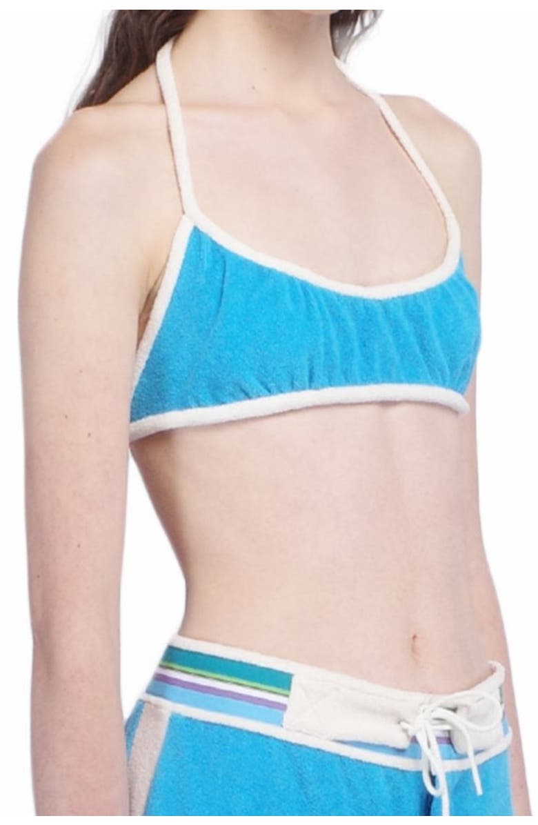 Anna Sui Cabana Terry Bikini Top, Alternate, color, Ocean Blue