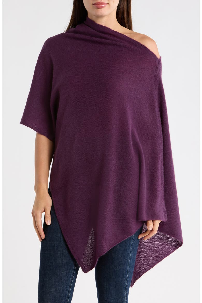 Cowl Neck Knit Poncho, Main, color, EGGPLANT