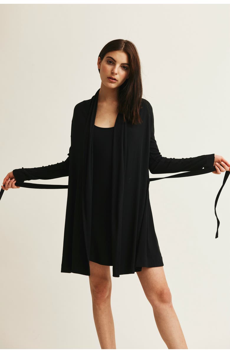 skin DOUBLE LAYER WRAP ROBE, Alternate, color, 