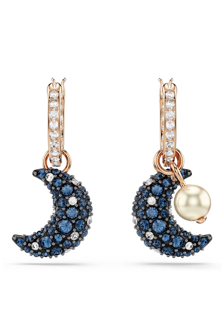 Sublima Luna Drop Earrings, Alternate, color, ROSE GOLD/BLUE