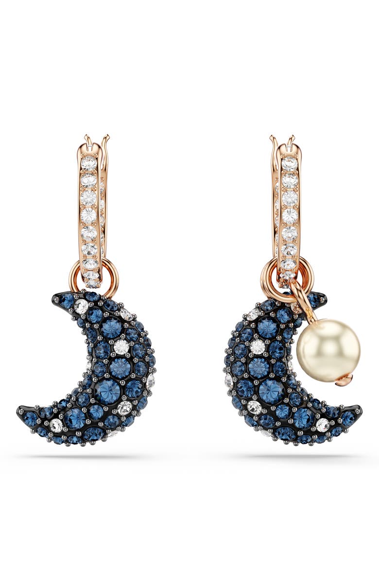Swarovski Sublima Luna Drop Earrings, Alternate, color, Rose Gold/Blue