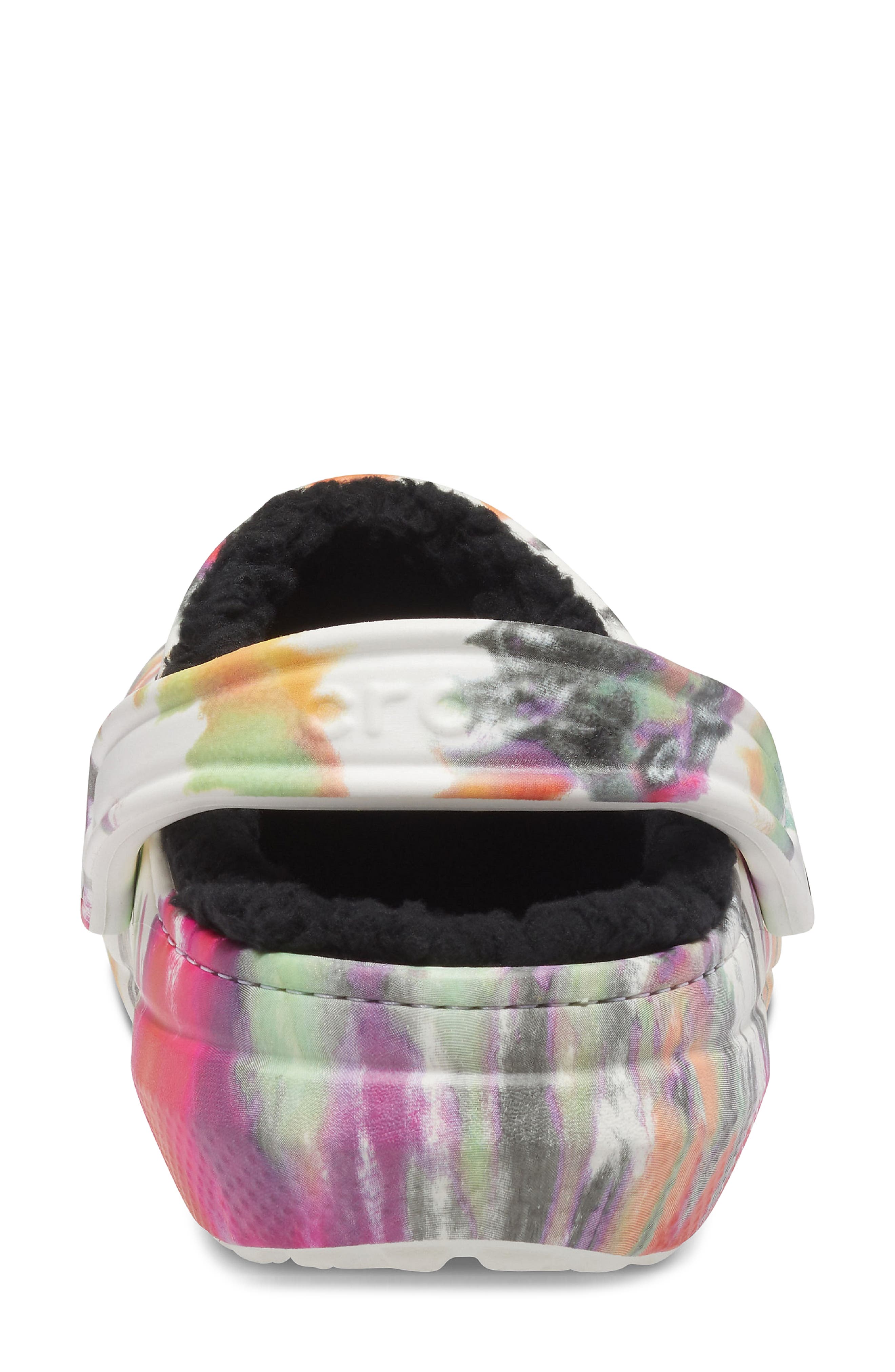 CROCS™ Classic Fleece Lined Tie Dye Clog, Alternate, color, BLACK/ MULTI