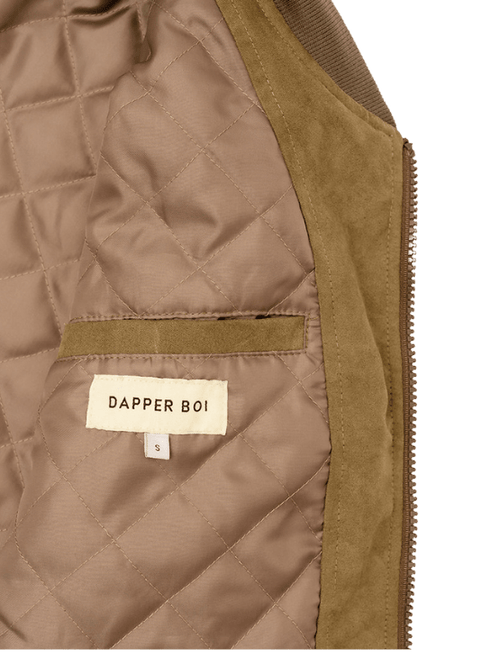 Dapper Boi Olive Microfiber Suede Bomber Jacket In Olive