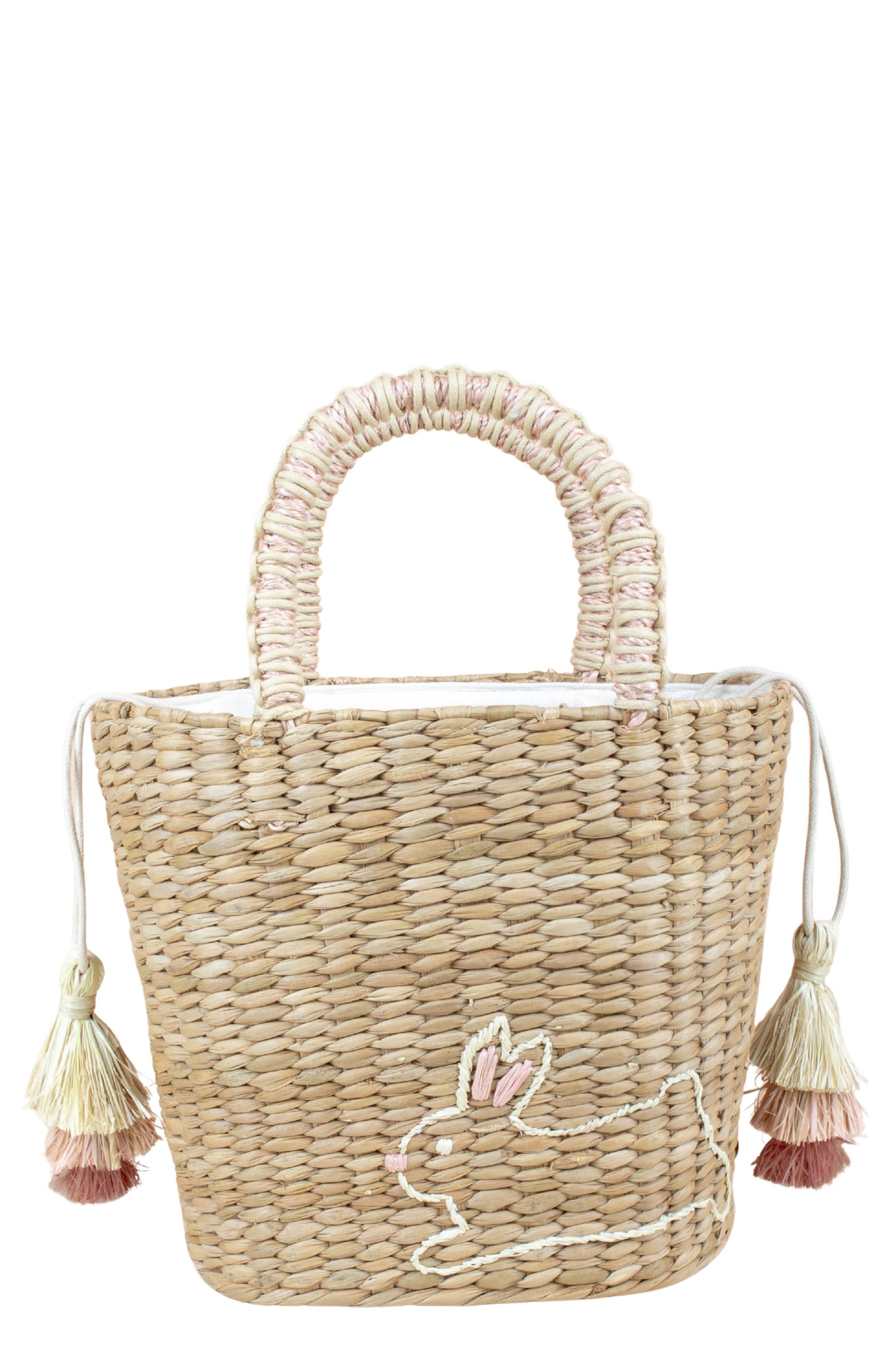 LIKHA Bunny Embroidered Tote Bag, Main, color, Natural