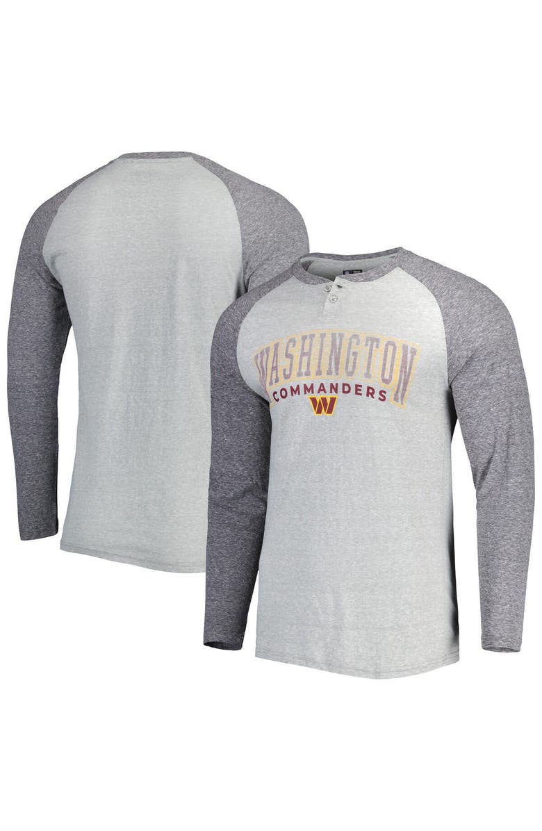 CONCEPTS SPORT Men's Concepts Sport Heather Gray Washington Commanders Ledger Raglan Long Sleeve Henley T-Shirt, Main, color,