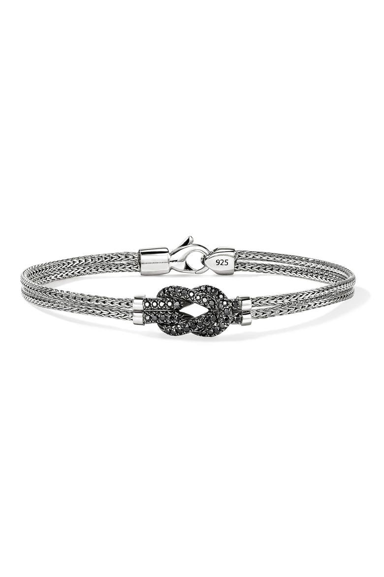 Love Knot Bracelet, Black Sapphire, 3.6mm, Main, color, SILVER BLACK