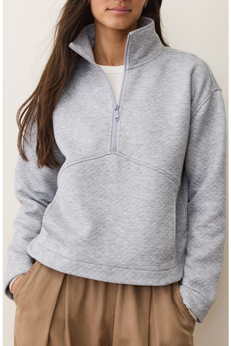 Corbet Quilted Half-Zip Sweatshirt, Main, color, HEATHER GREY