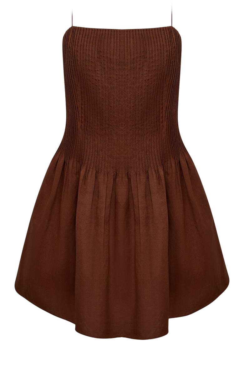 Dropped Waist Pintuck Dress, Alternate, color, Brown