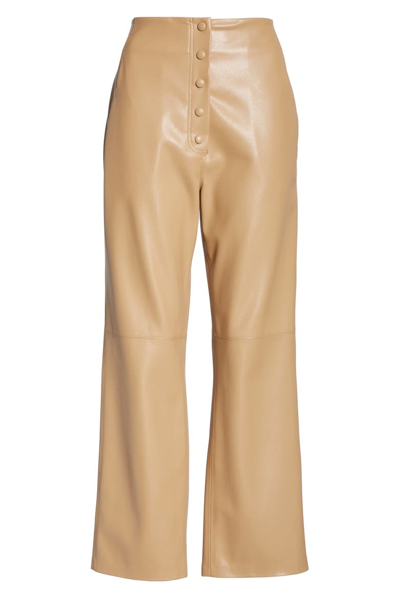 Sora Faux Leather Crop Flare Pants, Alternate, color, PALE CARAMEL