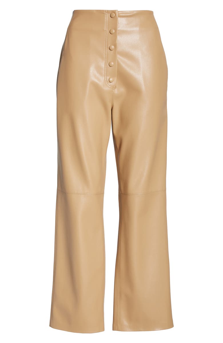 Nanushka Sora Faux Leather Crop Flare Pants, Alternate, color, 