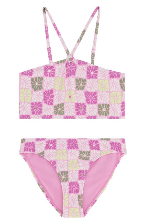 Kids' Floral Check Two-Piece Swimsuit (Big Kid)
