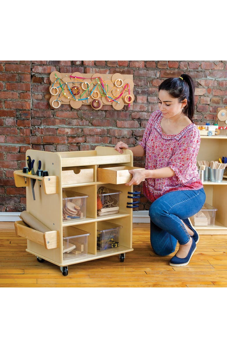 Kaplan Early Learning Company Utility Storage Cart, Alternate, color, Beige