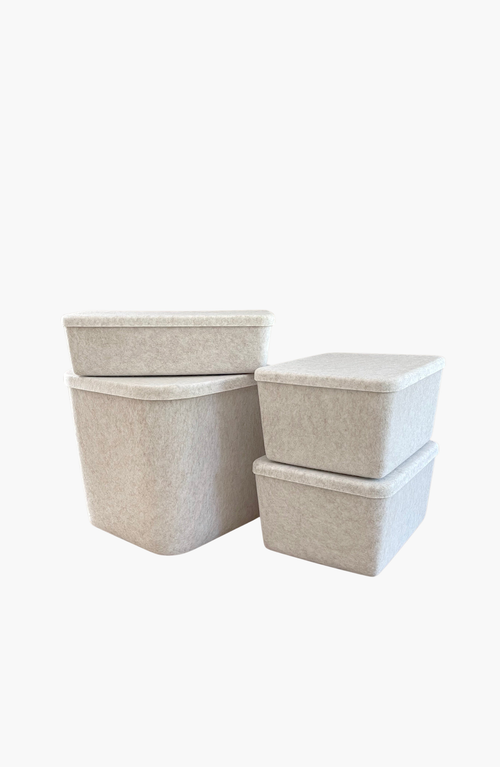 Sortjoy The Sculpted Bin In Stone - Set Of 3