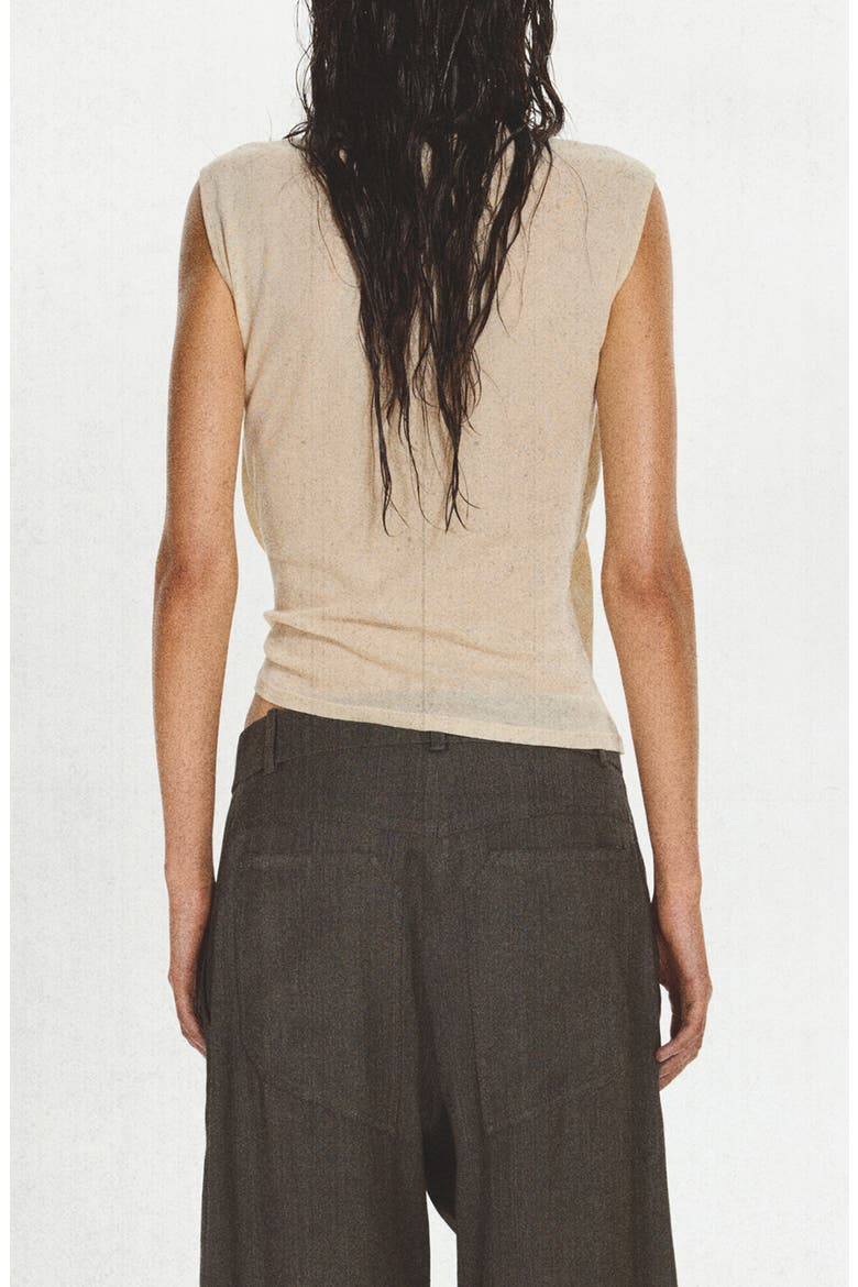 Overlay Top with Gathered Detail, Alternate, color, ECRU