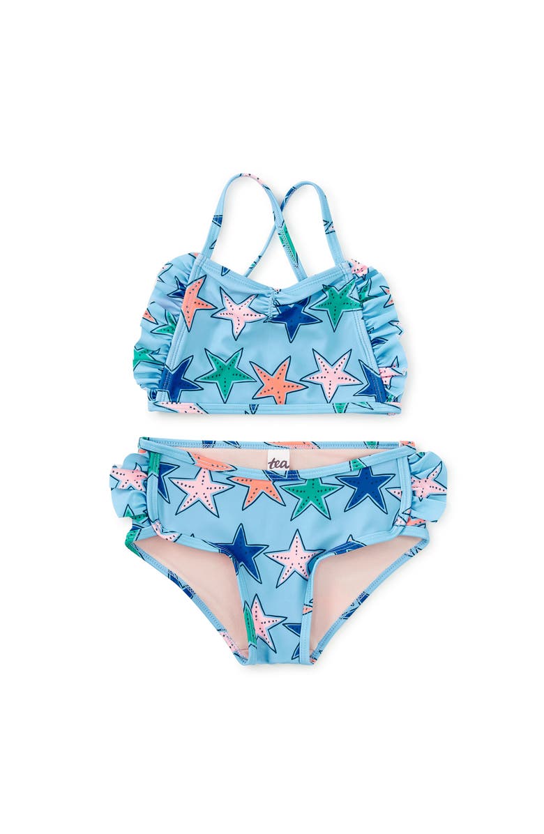 Tea Collection Ruffle Two-Piece Swim Set, Main, color, Starfish