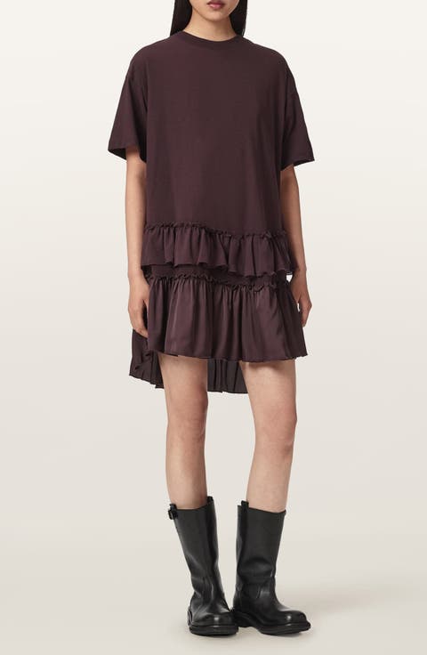 Feyre Ruffle Tiered Cotton T-Shirt Minidress