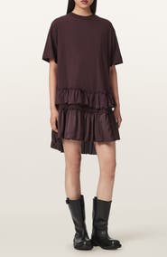 AllSaints Feyre Ruffle Tiered Cotton T-Shirt Minidress