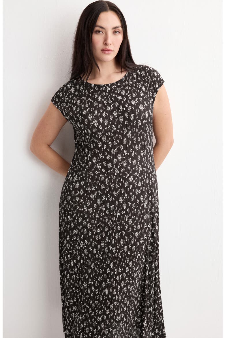 Floral Print Midi Dress, Alternate, color, BROWN