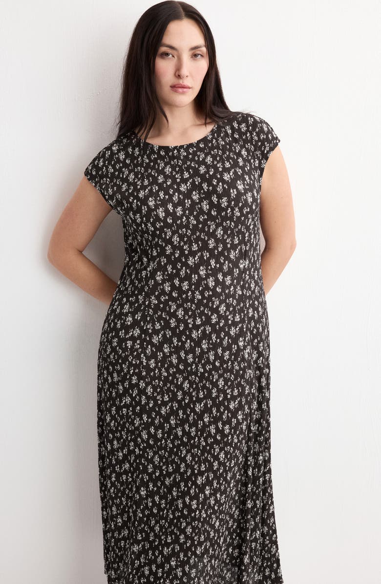 MANGO Floral Print Midi Dress, Alternate, color, Brown