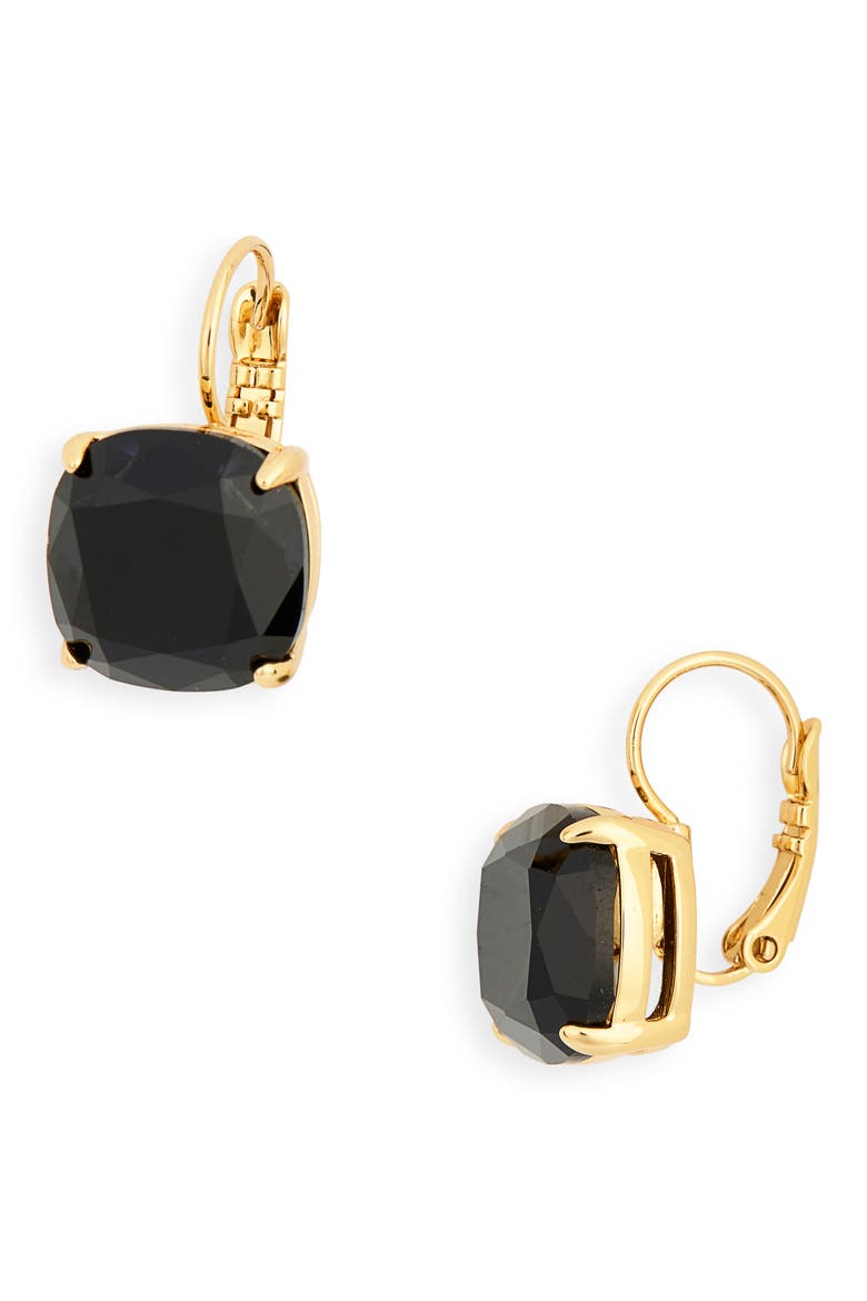 cushion cut black cubic zirconia drop earrings, Main, color, JET