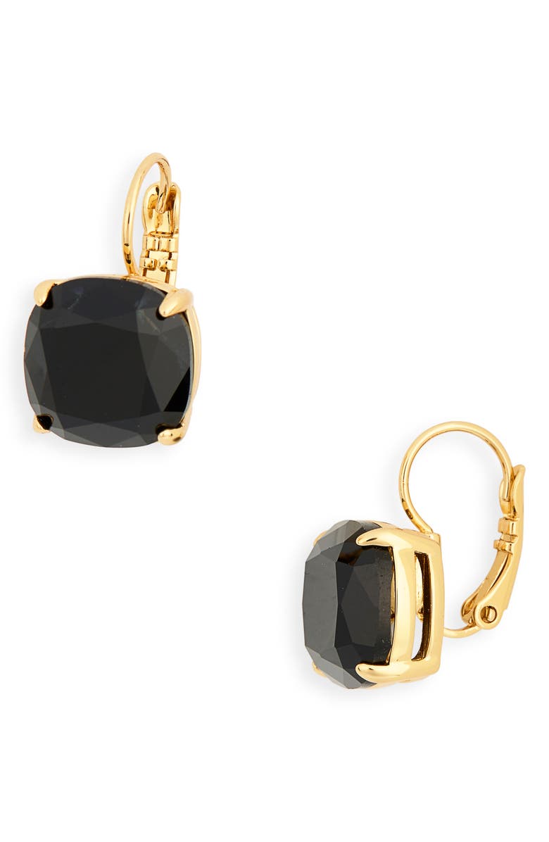 Kate Spade New York cushion cut black cubic zirconia drop earrings, Main, color, Jet