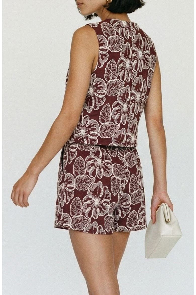 Millia Floral Embroidered Tie Front Top, Alternate, color, ANDORRA DETAILOATMEAL EMBROIDE