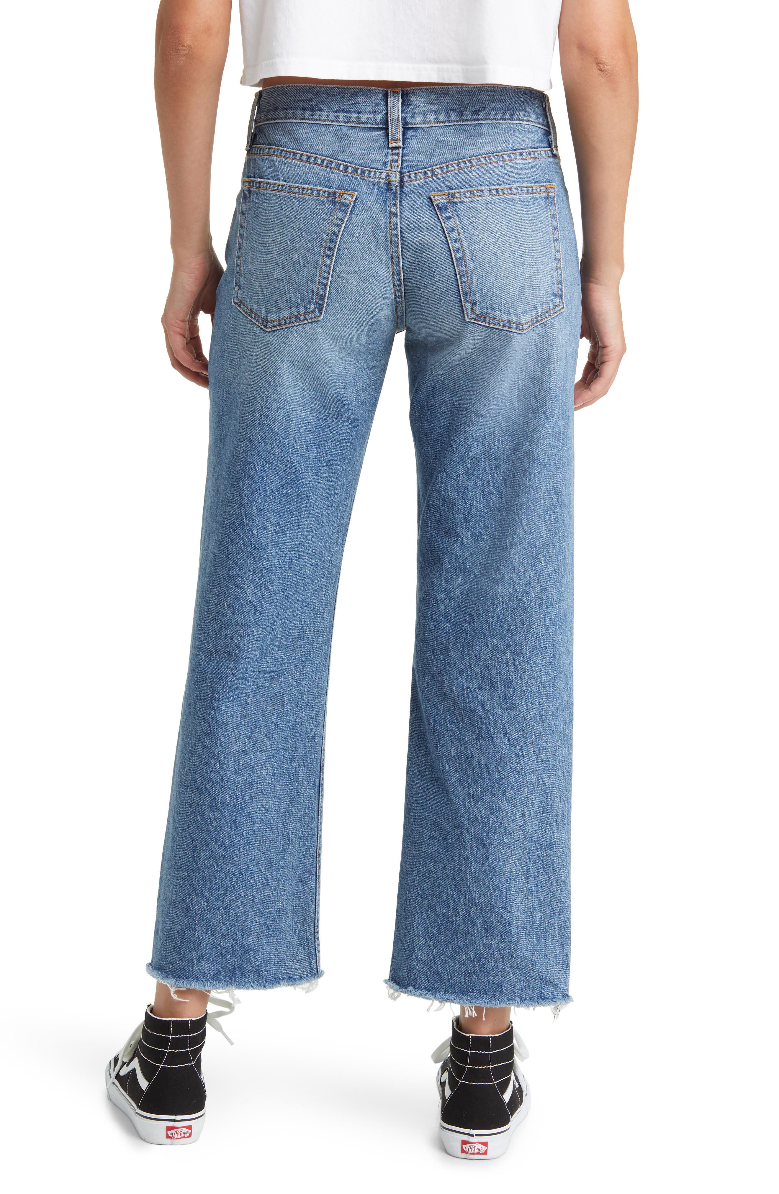 Raw Hem Low Rise Straight Leg Jeans - image 2