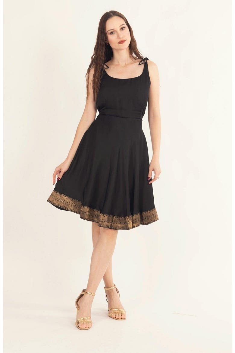 Zila Mini Dress with Bow Tie, Main, color, Black