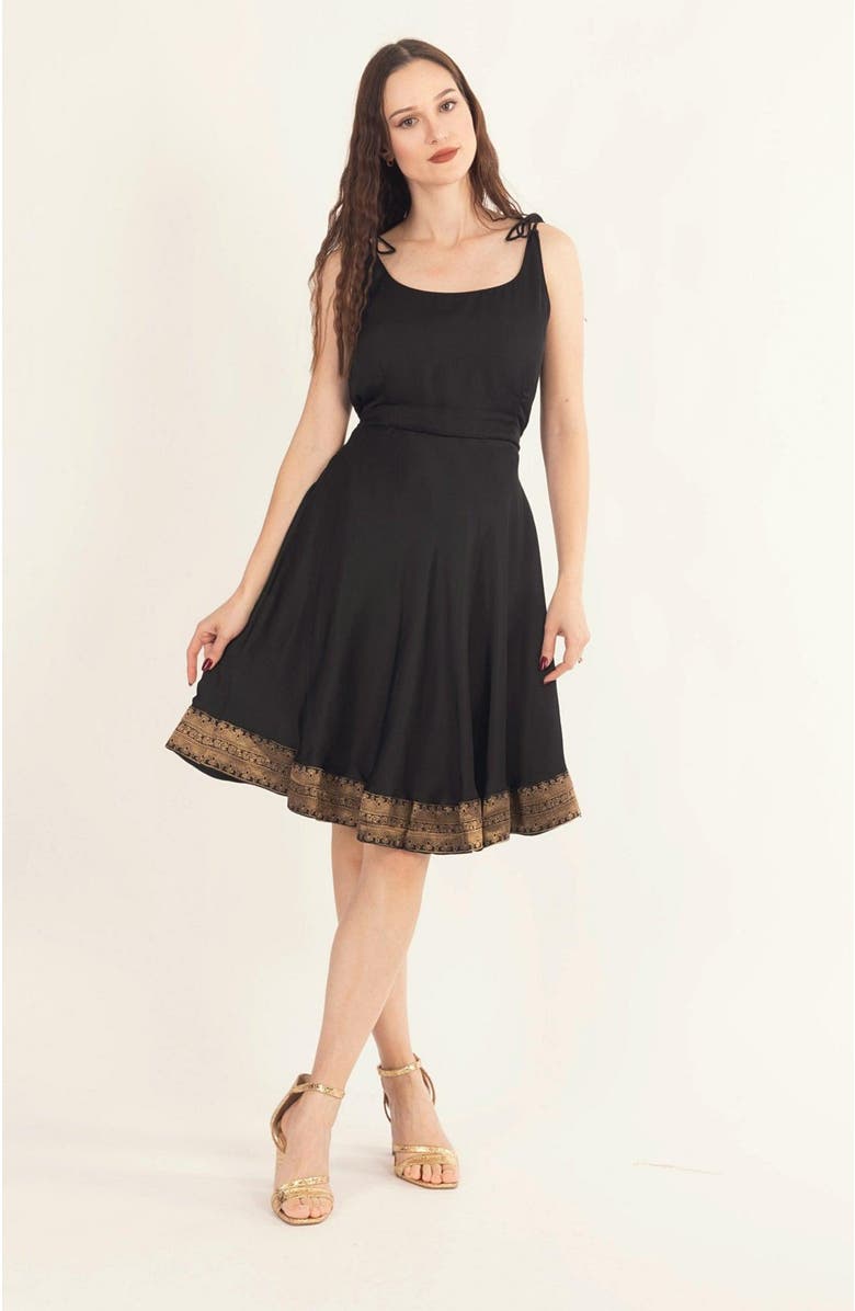 RAAS Zila Mini Dress with Bow Tie, Main, color, Black